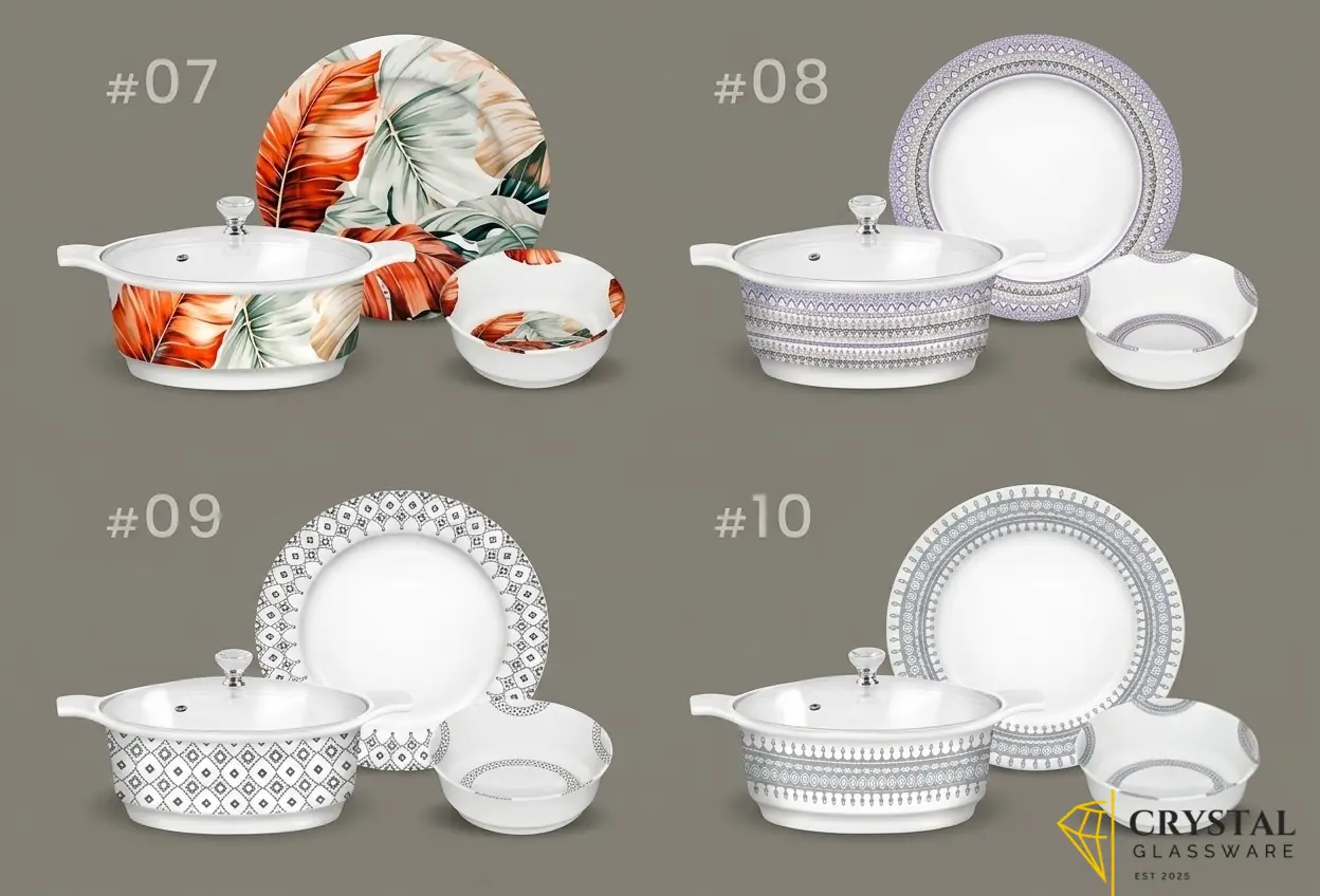 SUFRA Double Glazed Dinner Set With Glass Lid (80 Pcs )8 Person Serving